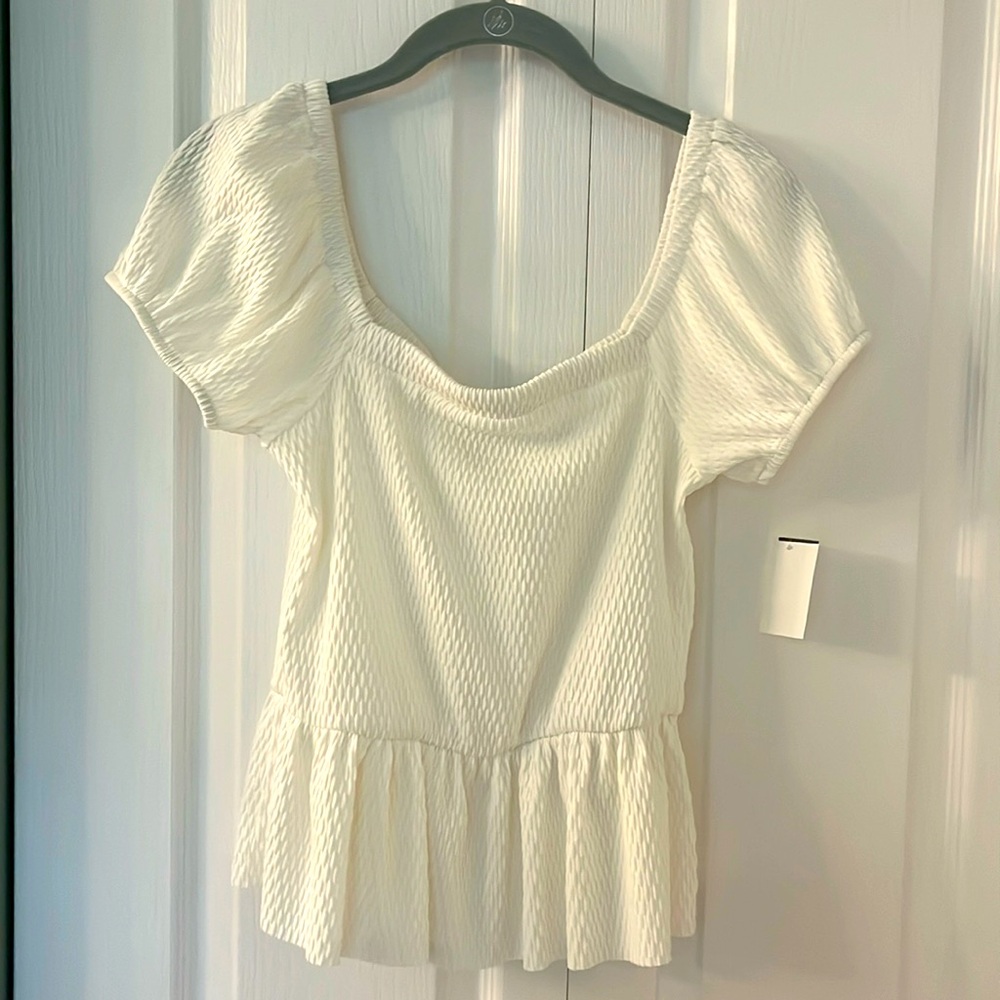 White, cropped, peplum top NWT